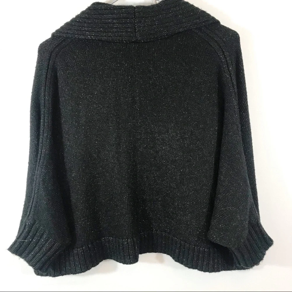 Harold’s Cropped Open Shrug Sweater, Black, S